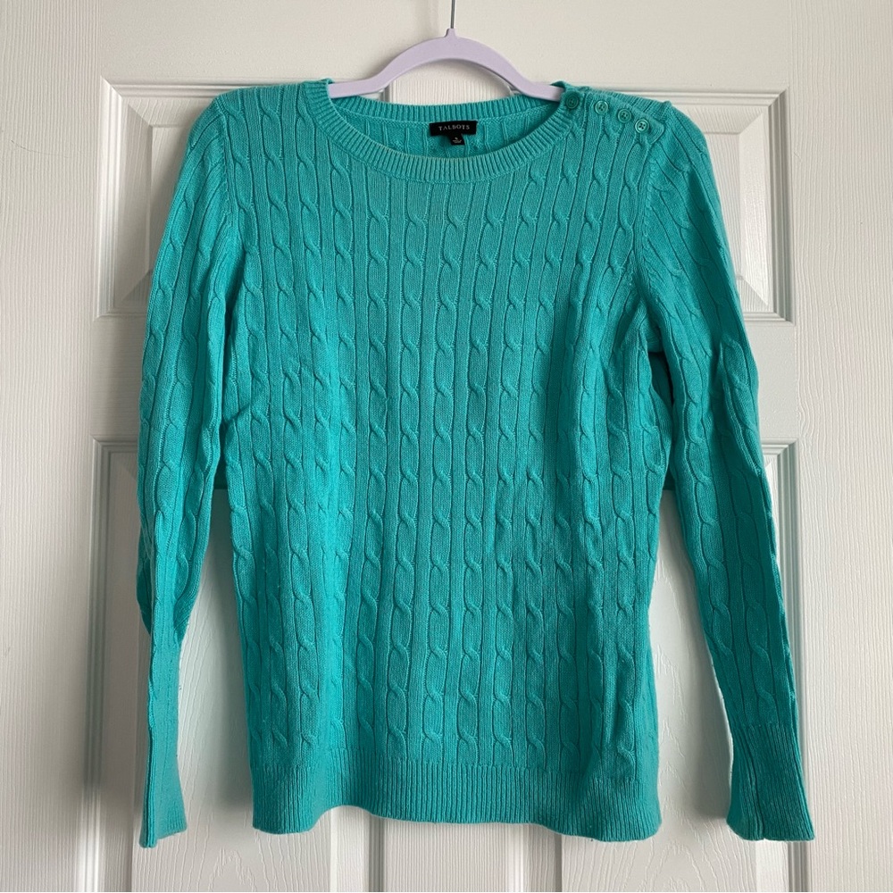 Talbots Aqua Cable Knit Sweater